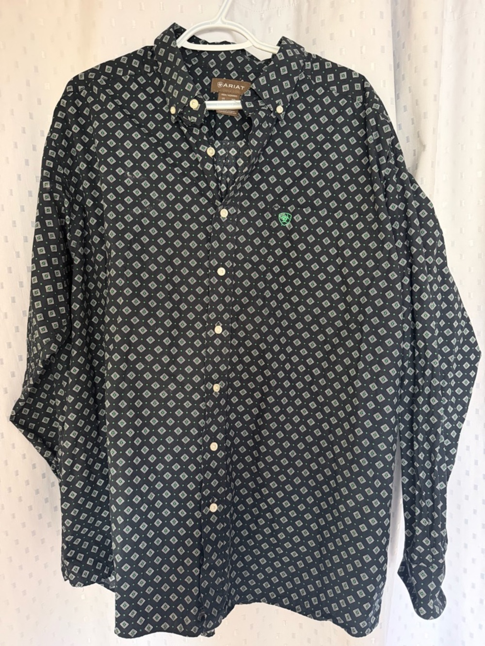 Ariat Men’s Dark Blue Geometric Print Button-Down Shirt